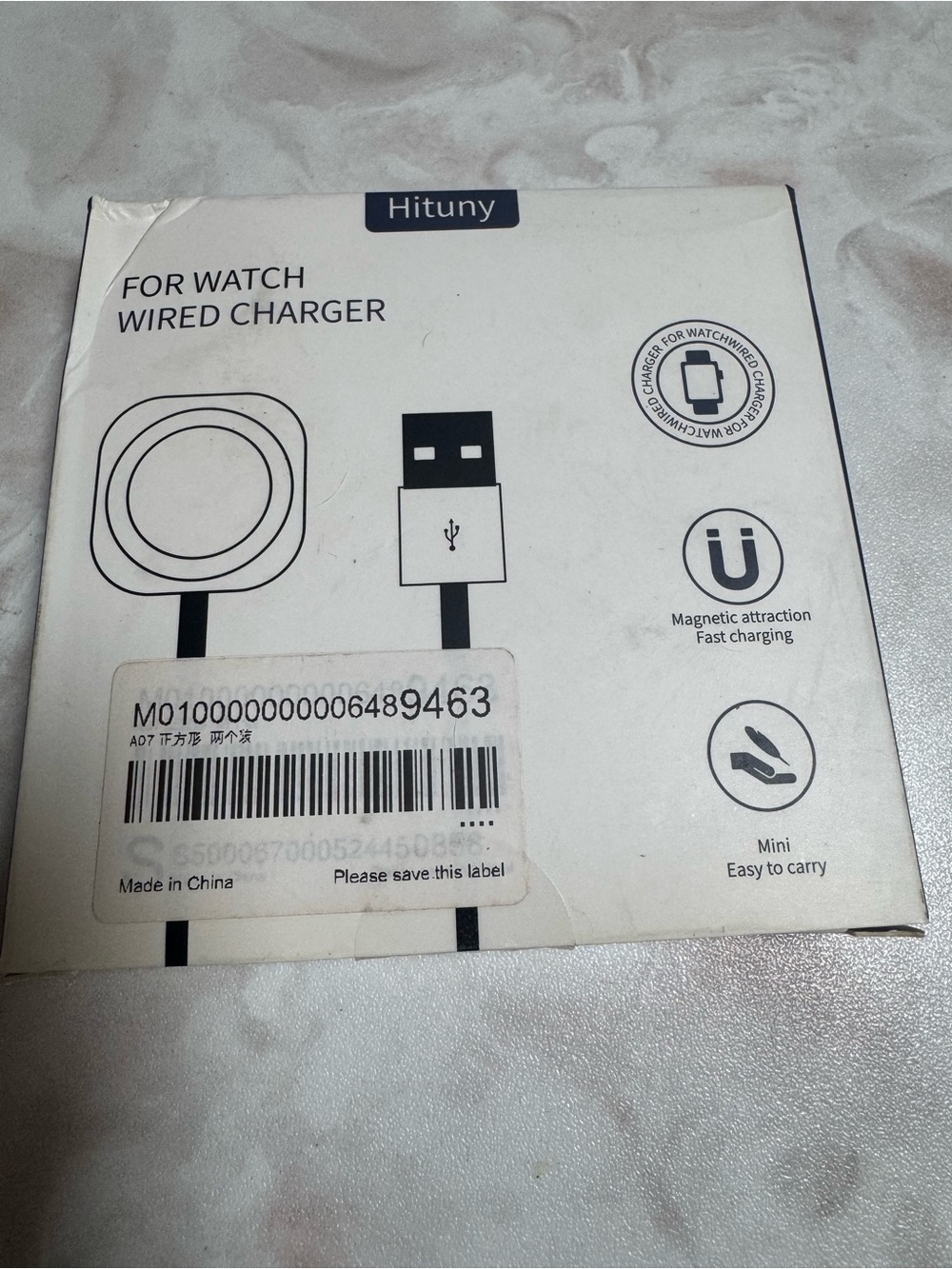 Black Wired Watch Charger - Magnetic Fast Charging